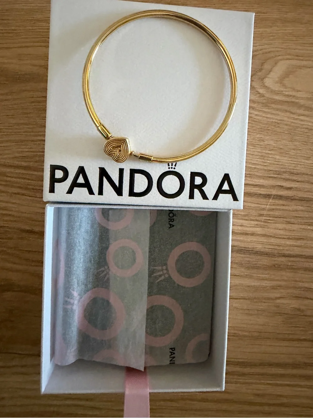 Pandora Radiating Heart Clasp Bangle - 14k Gold Plated - NWOT